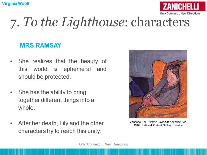 7. To the Lighthouse: characters MRS RAMSAY She realizes that the beauty of this